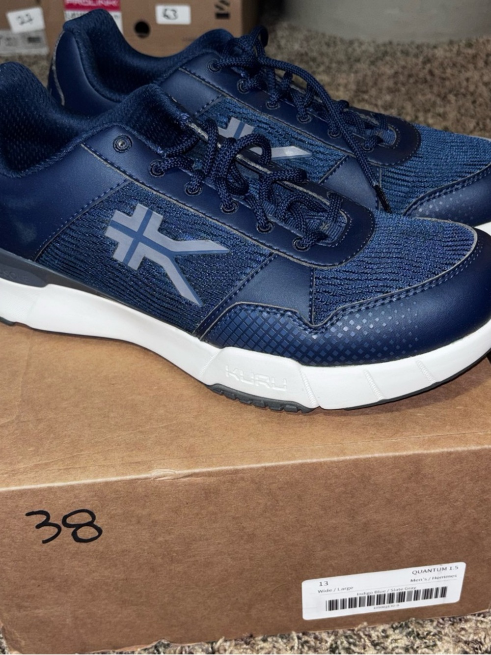 Kuru Quantum 1.5 Mens Shoe Size 13 Running Athletic Indigo Blue Gray Sneaker
